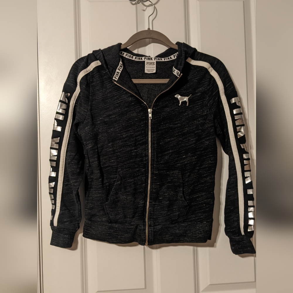 Pink zip up woman's sweatshirt